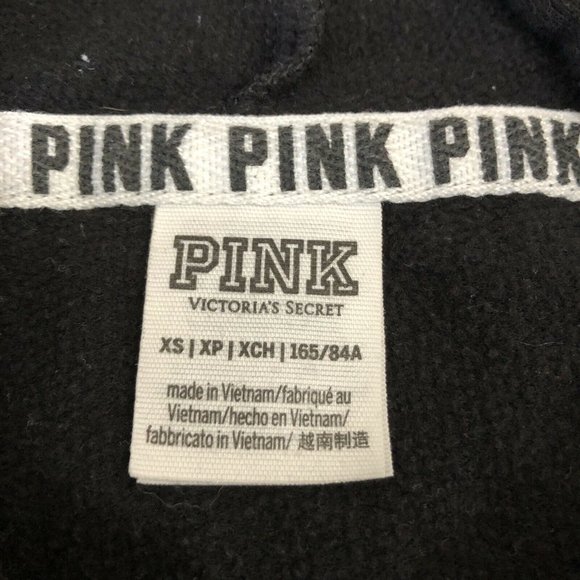 PINK Victoria’s Secret Women XS Black Crop Top Hoodie Pullover Spellout Love - Picture 6 of 9